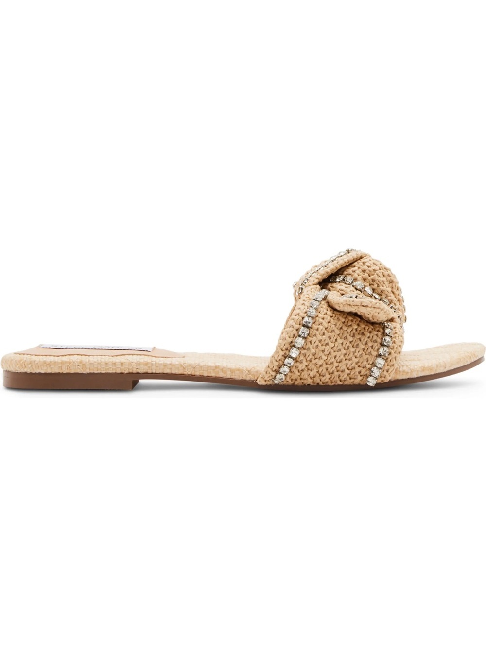 Steve Madden Natural Raffia Slide Sandals with Crystal Bow - Picture 7 of 10